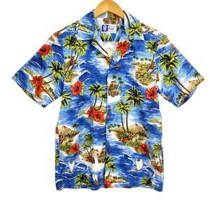 Styled by RJC Shirt Men's Small Blue Vintage Short Sleeve Hawaii USA 100% Cotton